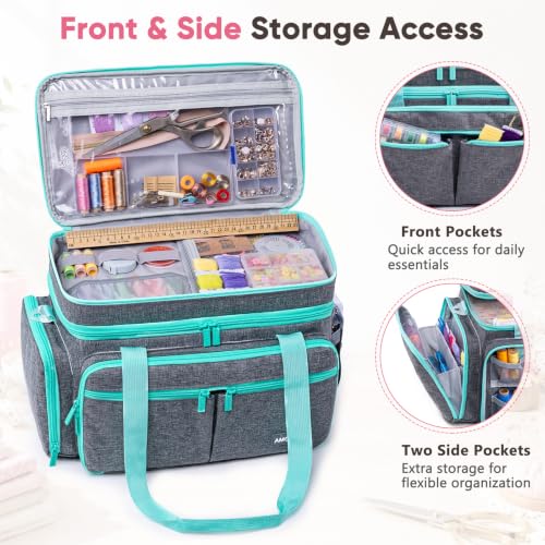 AMOIGEE Double Layer Sewing Organizer Bag with 2 Clear Storage - Image 6