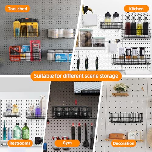 4 Pack Metal Pegboard Baskets Organizer Hooks for Garage Workshop - Image 4