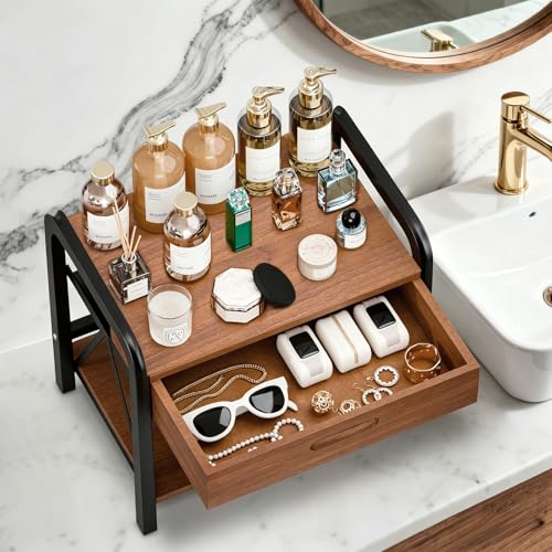 Printer Stand with Wooden Storage Drawer for Desk - Image 3