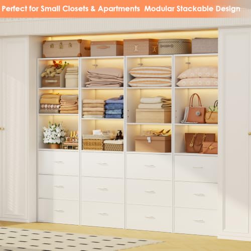 21.3" Wide Tall Wood Closet Organizer System with 3 Fabric - Image 3