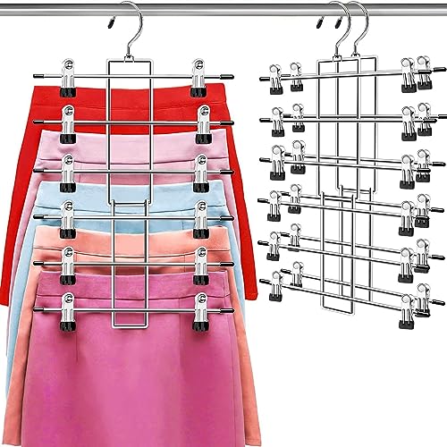 Pants Hangers with Clips,Space Saving Hanging Closet Organizer-6 - Image 2