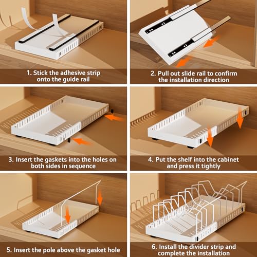 White 2 Pack Pot Lid Organizer, Pull Out Cabinet Rack, 8 Dividers - Image 5