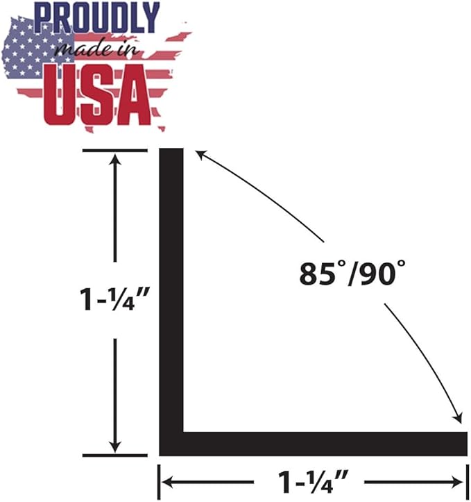 Outwater Plastics 1937-Bk Black 1-1/4 Inch X 1-1/4 X 7/64 (.109) Inch Thick Angle Plastic Even Leg Angle Moulding 48 Inch Lengths (Pack of 3)
