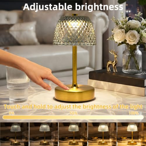 Rechargeable Gray Crystal Cordless Table Lamp,Battery Operated - Image 4