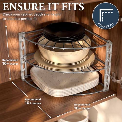 Simple Houseware 3-Tier Counter Corner Shelf Organizer, Silver - Image 4