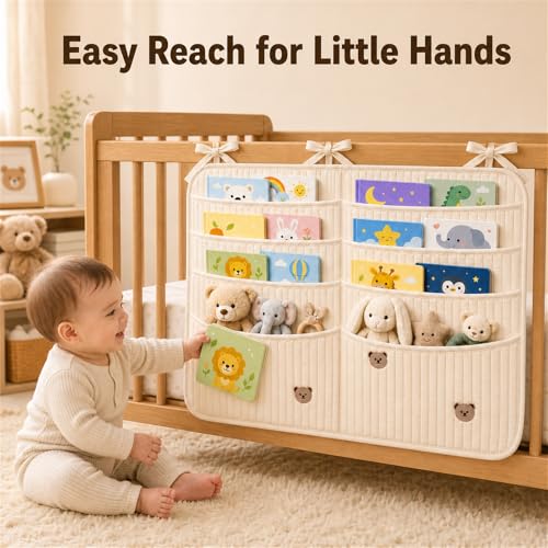 Bedside Caddy Nursery Playpen Organizer, Hanging Crib Book - Image 4