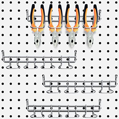 4 Pcs Pegboard Tool Holder Hooks for Screwdriver Pliers, Silver - Image 2