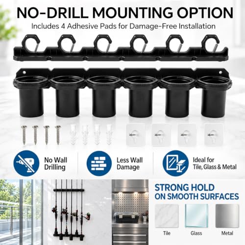 Dual Mount Fishing Rod Rack Wall & Ceiling Storage Organizer - Image 5