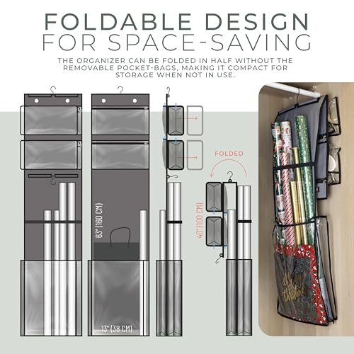 Hanging Wrapping Paper Organizer 63", Over-the-Door Gift - Image 3