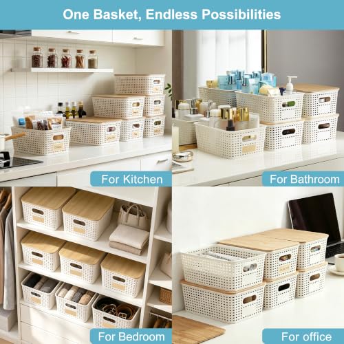 Bagnizer Small Plastic Storage Bins with Bamboo Lids 5.2qt - Image 6