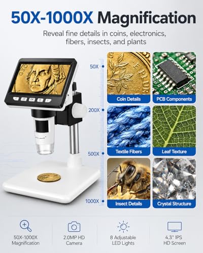 Digital Coin Microscope 1000X, 4.3" LCD Coin Magnifi | All Products - Image 4