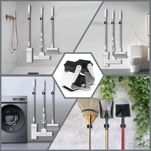 3-H Broom Holder Wall Mount 30 Pack, Stainless Steel Mop - Image 7