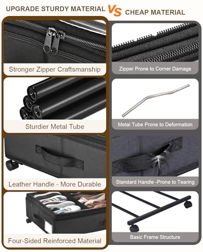 Under Bed Storage w/Wheels,70L Under Bed Containers,2 Pack-Black - Image 7