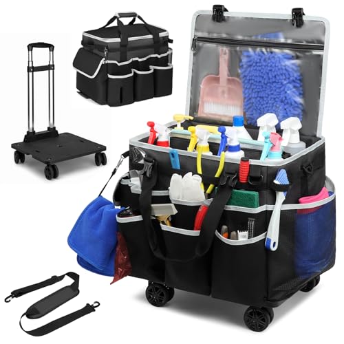 Large Rolling Cleaning Caddy Bag with Detachable Trolley, Full - Image 2