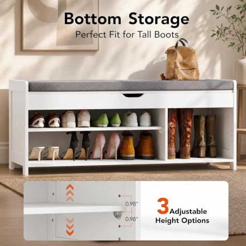 Marsail Shoe Storage Bench with Seating, Farmhouse Entryway Bench - Image 5