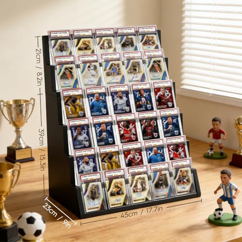 6-Tier Trading Card Display Stand with Top Storage，Wood - Image 4