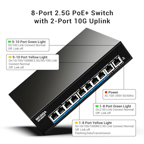 8 Port 2.5Gb PoE (130W) + 2 Port 10Gb RJ45 Network Switch - Image 3