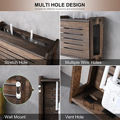 Wooden Router Shelf Wall Mount WiFi Router Storage Box - Image 6