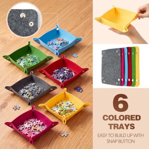 Foldable Jigsaw Puzzle Board with 6 Sorting Trays, 16 x 23 Inch - Image 7