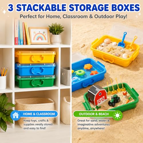 Sensory Bin with Lid for Toddlers 3 Pack 12.8 | Home Organization - Image 4