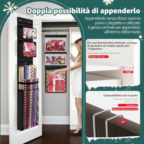 Hanging Wrapping Paper Organizer Storage, Over Door Gift - Image 5