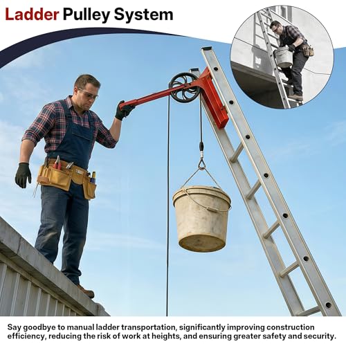 Hoisting Wheel with Long Handle 500Lbs Ladder Hoist Pulley System - Image 7
