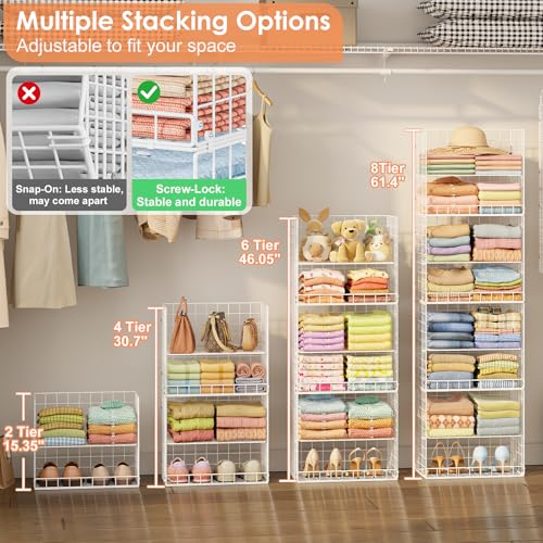8 Tier Extended Width Hanging Closet Organizer, Sweater Storage - Image 4