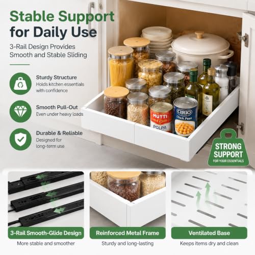 Pull Out Cabinet Organizer, 2 Pack, 12.6"-20.5", No Drill, White - Image 6