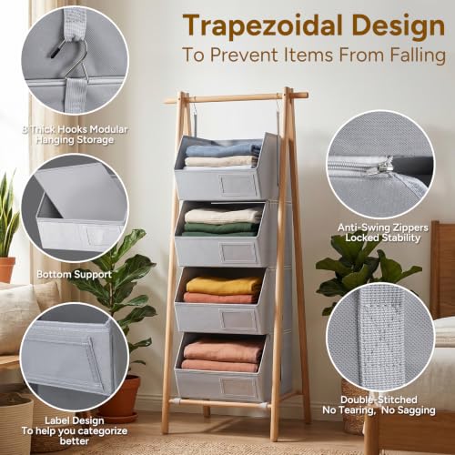 2 Pack 4-Tier Hanging Closet Organizer, Detachable Hanging - Image 5