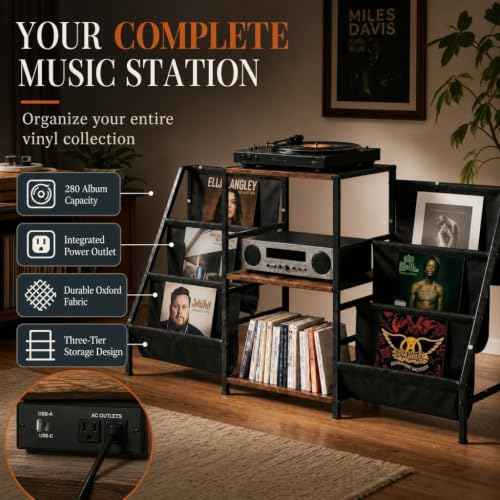 Record Player Stand with Storage, Vinyl Record Holder - Image 4