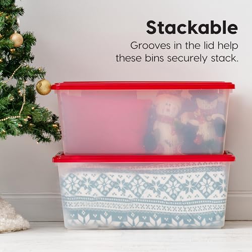 IRIS USA 4-Pack, 91 Qt. Holiday Storage Bin with Lids, Red - Image 6