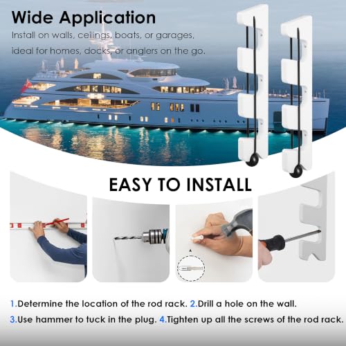Horizontal Fishing Rod Holder, White Plastic Wall Mounted - Image 8