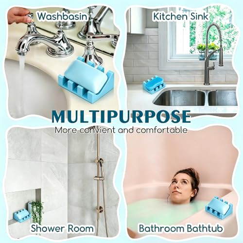 Self Draining Silicone Soap Dish Holder Waterfall Tray, 1 Pack - Image 6