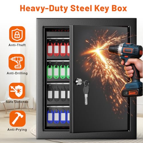 213 Position Wall Mounted Key Lock Box, Key Cabinet with Drop - Image 4