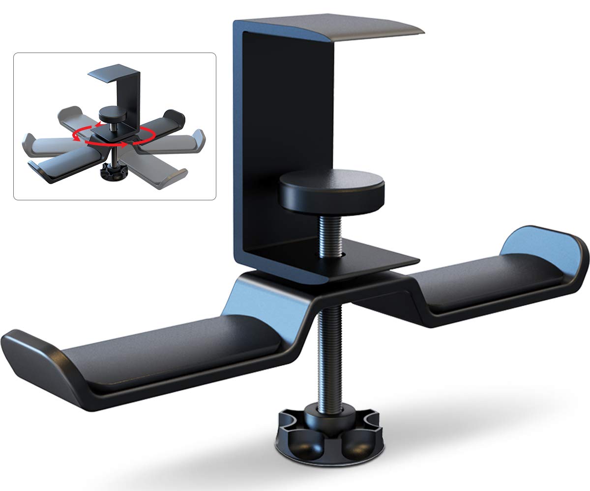 Dual Headphone Stand Hanger Under Desk, 360 Degree - Image 1