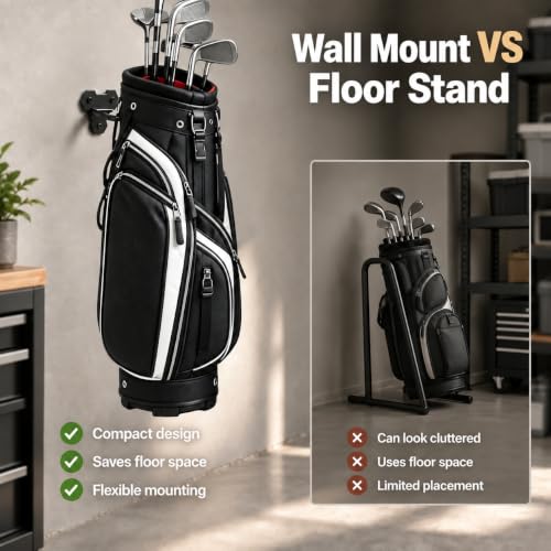 Wall Mounted Golf Bag Hooks for Garage, Bag Holder | Garage Storage - Image 4