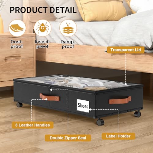 Under Bed Storage Containers with Wheels Large Underbed Shoes - Image 5