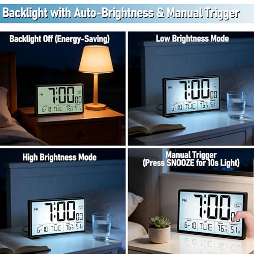 Adjustable Backlight 9'' Narrow Bezel Digital Wall Clock,Wall - Image 3