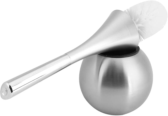 Toilet Brush and Holder Set, Stainless Steel Bathroom Bowl Brush Kit for and Scrubbing Bathroom Floors (Silver)