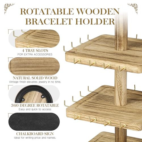 LadyRosian 3-Tier Wooden Rotating Jewelry Display Stand | - Image 6