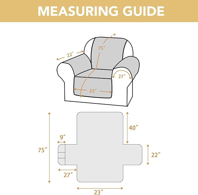 H.VERSAILTEX 100% Waterproof Couch Cover for Dogs Washable Thick Soft Chair Covers with Storage Pocket Non Slip Furniture Protector with Elastic Straps(Chair, Brown)