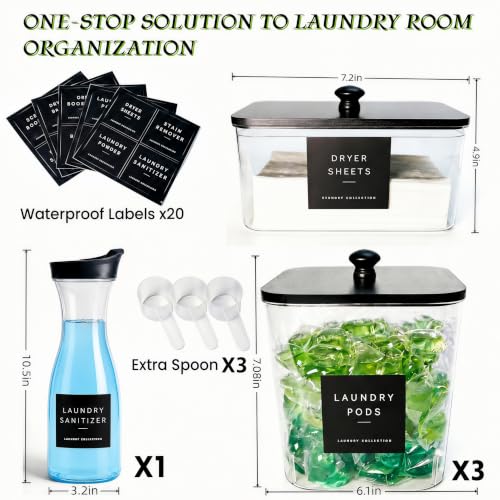 4+1 Pack Laundry Pods Containers & Dryer Sheet Holder & - Image 4