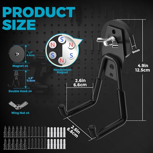4 Pack Large Strong Magnetic Hooks Heavy Duty Garage Big - Image 3