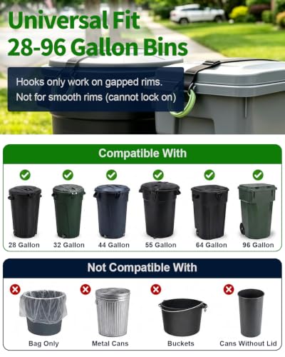 Trash Can Lock Raccoon Proof, Adjustable Straps with Metal - Image 5