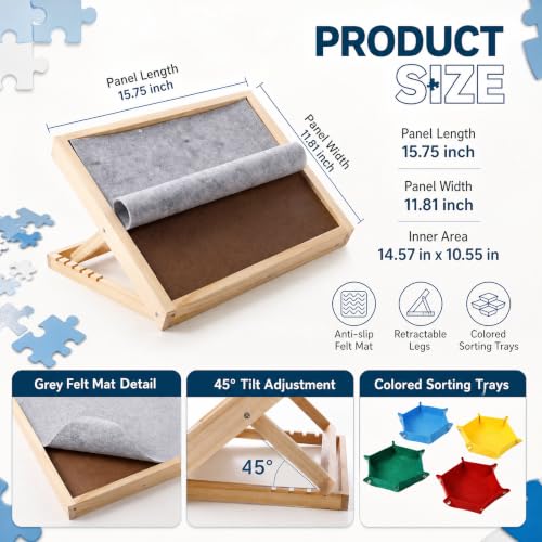 Small Tilting Puzzle Board, Natural, 15.75 x 11.81 Inches - Image 3