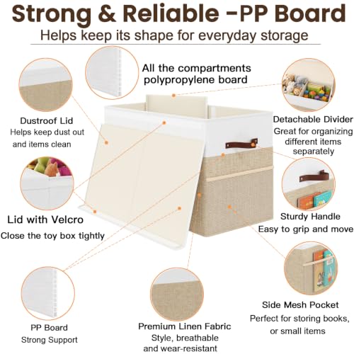 Large Toy Storage Box with Lid, Toy Chest with Divider - Image 7