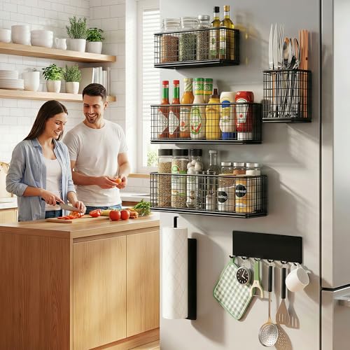 Magnetic Spice Rack Refrigerator,Include Paper Towel - Image 4