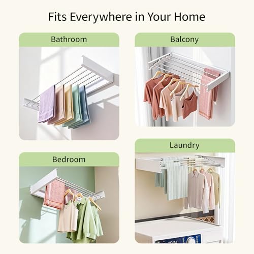 Wall Mounted Clothes Drying Rack Foldable 23.6" Laundry - Image 7