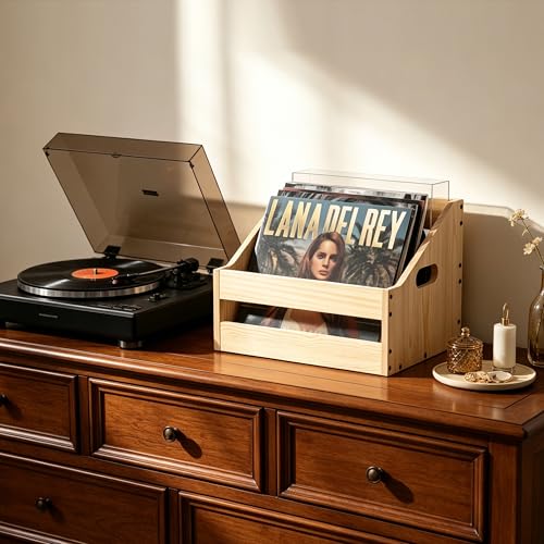 Wooden Vinyl Record Storage Crate, Desktop Record Display Stand - Image 5