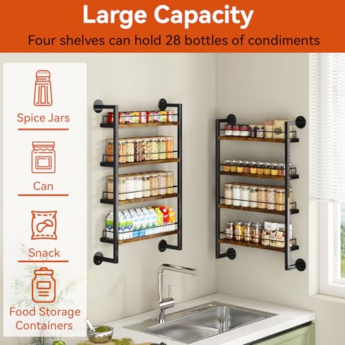IBUYKE 4 Tier Spice Rack Wall Mount for Kitchen,Brown TLJ016H - Image 4